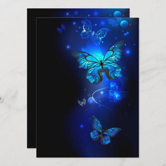 Morpho Butterfly in the Dark Background Einladung (Vorne/Hinten)