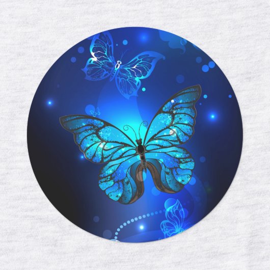 Morpho Butterfly in the Dark Background Etiketten (Design 1)