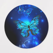 Morpho Butterfly in the Dark Background Etiketten (Design 2)