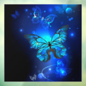 Morpho Butterfly in the Dark Background Fensteraufkleber (Blatt 3)