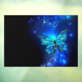 Morpho Butterfly in the Dark Background Fensteraufkleber (Blatt 3)