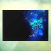 Morpho Butterfly in the Dark Background Fensteraufkleber (Blatt 3)