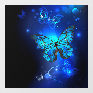 Morpho Butterfly in the Dark Background Fensteraufkleber