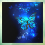 Morpho Butterfly in the Dark Background Fensteraufkleber (Blatt 3)