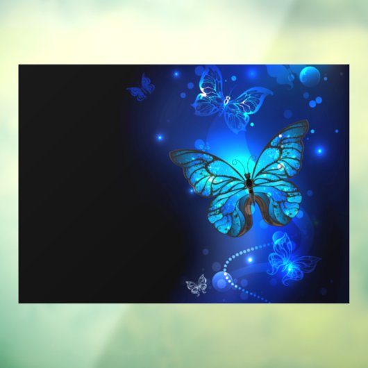 Morpho Butterfly in the Dark Background Fensteraufkleber (Blatt 3)