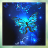 Morpho Butterfly in the Dark Background Fensteraufkleber (Blatt 3)