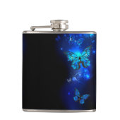 Morpho Butterfly in the Dark Background Flachmann (Vorderseite)