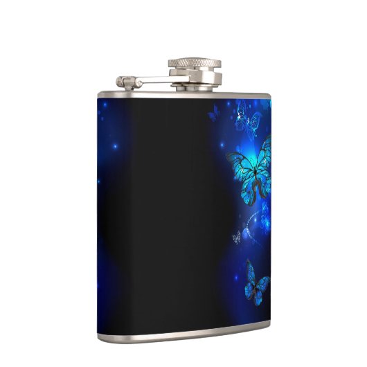 Morpho Butterfly in the Dark Background Flachmann (Rechts)