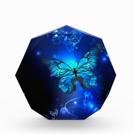 Morpho Butterfly in the Dark Background Fotoblock (Vorderseite)