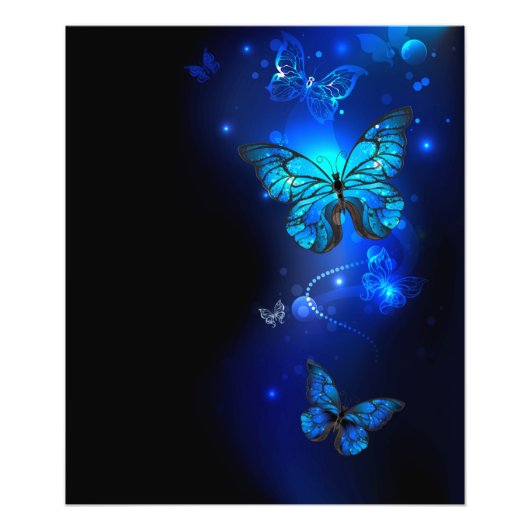 Morpho Butterfly in the Dark Background Fotodruck (Vorne)