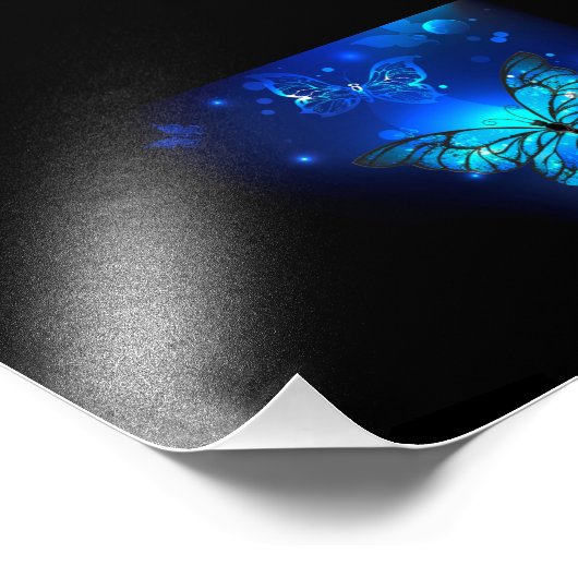 Morpho Butterfly in the Dark Background Fotodruck (Ecke)