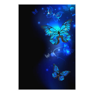 Morpho Butterfly in the Dark Background Fotodruck