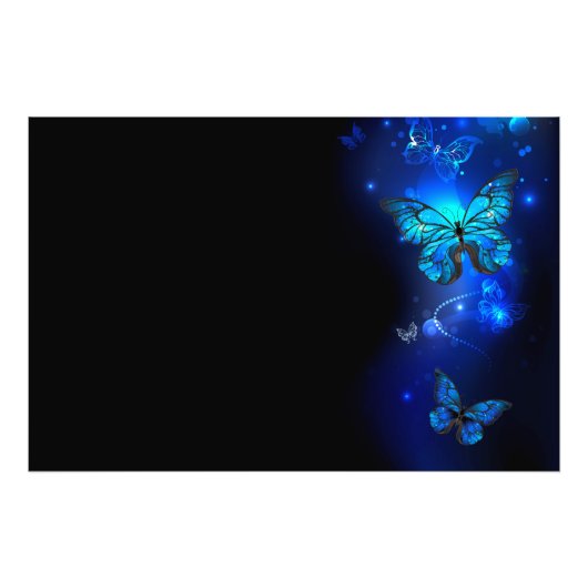 Morpho Butterfly in the Dark Background Fotodruck (Vorne)
