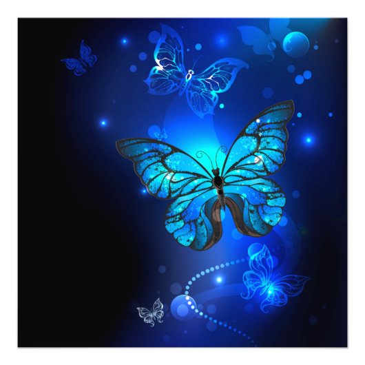 Morpho Butterfly in the Dark Background Fotodruck (Vorne)