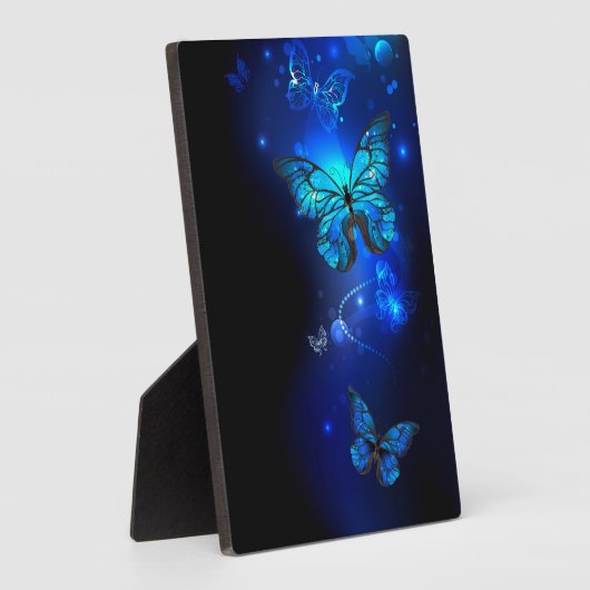 Morpho Butterfly in the Dark Background Fotoplatte (Seite)