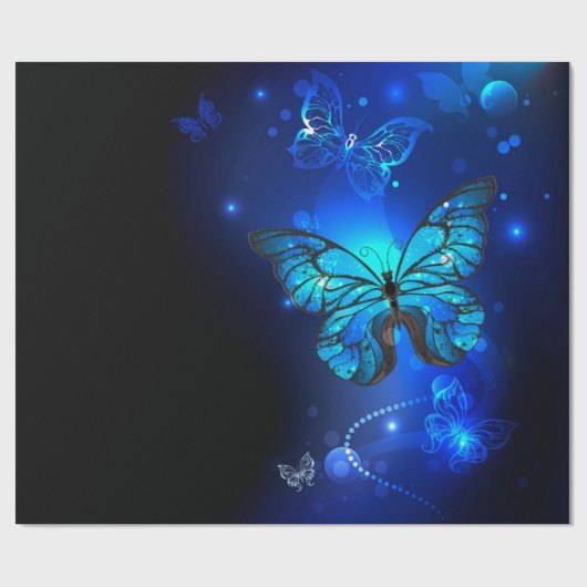 Morpho Butterfly in the Dark Background Geschenkpapier (Flach)