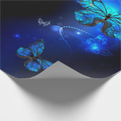 Morpho Butterfly in the Dark Background Geschenkpapier (Ecke)