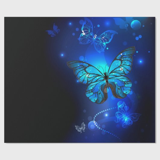 Morpho Butterfly in the Dark Background Geschenkpapier (Flach)