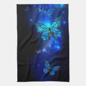 Morpho Butterfly in the Dark Background Geschirrtuch (Vertikal)