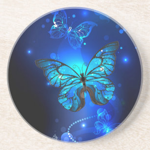 Morpho Butterfly in the Dark Background Getränkeuntersetzer