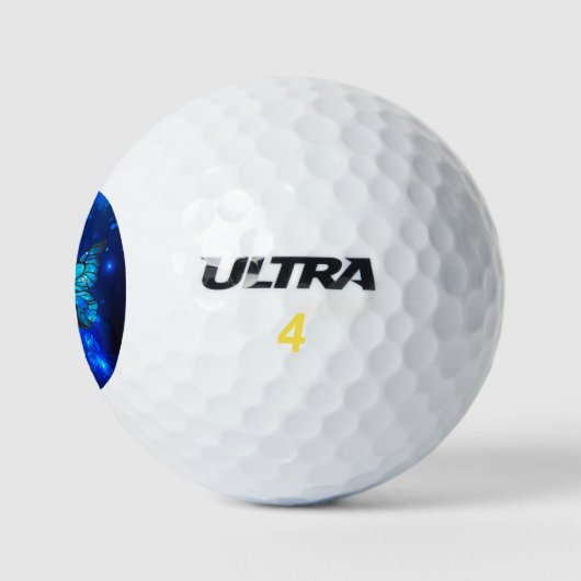 Morpho Butterfly in the Dark Background Golfball (Logo)