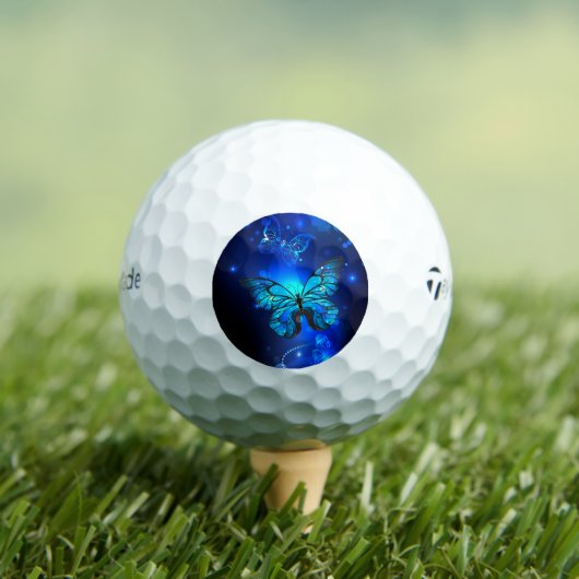 Morpho Butterfly in the Dark Background Golfball (Insitu T-Shirt)