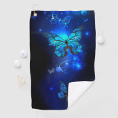 Morpho Butterfly in the Dark Background Golfhandtuch (Insitu)