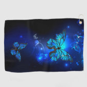 Morpho Butterfly in the Dark Background Golfhandtuch (Horizontal)