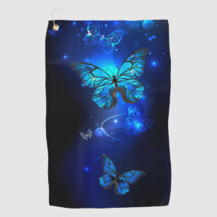 Morpho Butterfly in the Dark Background Golfhandtuch