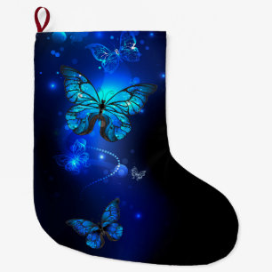 Morpho Butterfly in the Dark Background Großer Weihnachtsstrumpf