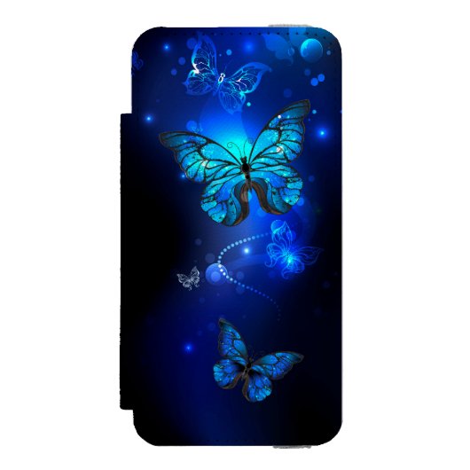 Morpho Butterfly in the Dark Background Incipio iPhone Geldbeutel-Hülle (Folio Vorderseite)