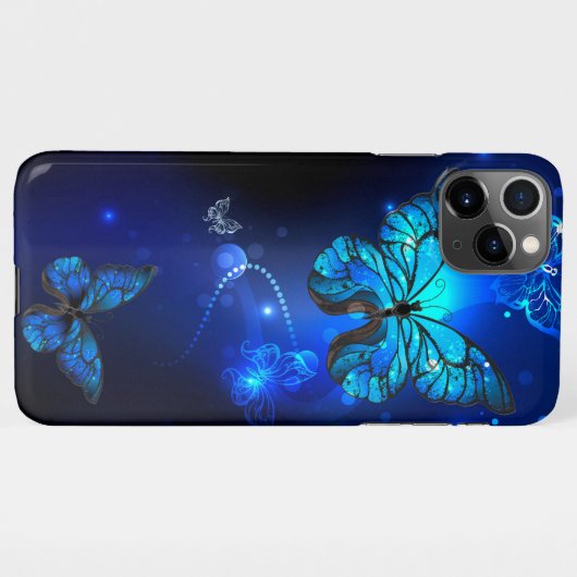 Morpho Butterfly in the Dark Background iPhone Hülle (Rückseite (Horizontal))