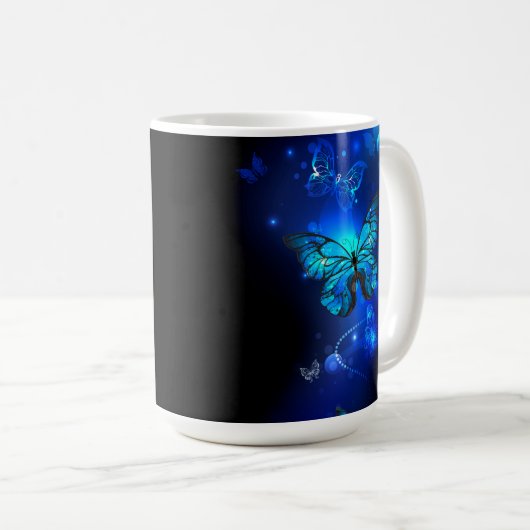 Morpho Butterfly in the Dark Background Kaffeetasse (VorderseiteRechts)