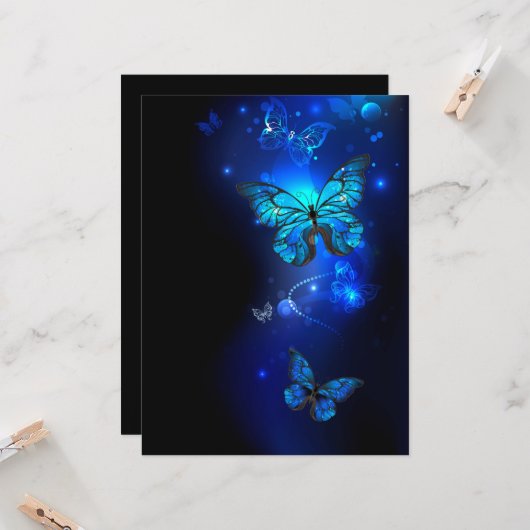Morpho Butterfly in the Dark Background Karte (Vorderseite/Rückseite Beispiel)