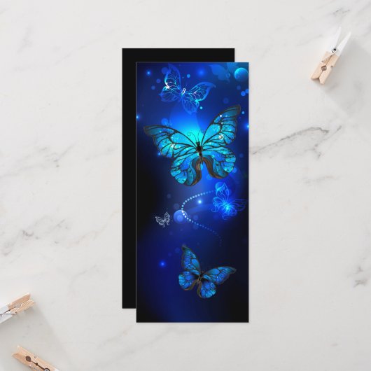 Morpho Butterfly in the Dark Background Karte (Vorderseite/Rückseite Beispiel)