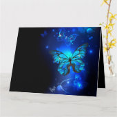 Morpho Butterfly in the Dark Background Karte (Gelbe Blume)