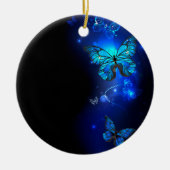 Morpho Butterfly in the Dark Background Keramik Ornament (Vorne)