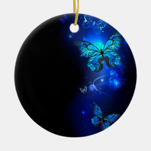 Morpho Butterfly in the Dark Background Keramik Ornament (Vorne)