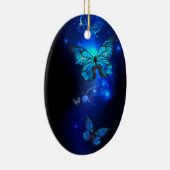 Morpho Butterfly in the Dark Background Keramik Ornament (Rechts)