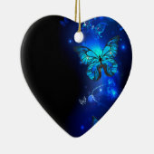 Morpho Butterfly in the Dark Background Keramik Ornament (Rechts)