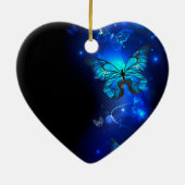 Morpho Butterfly in the Dark Background Keramik Ornament (Hinten)