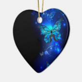 Morpho Butterfly in the Dark Background Keramik Ornament (Links)