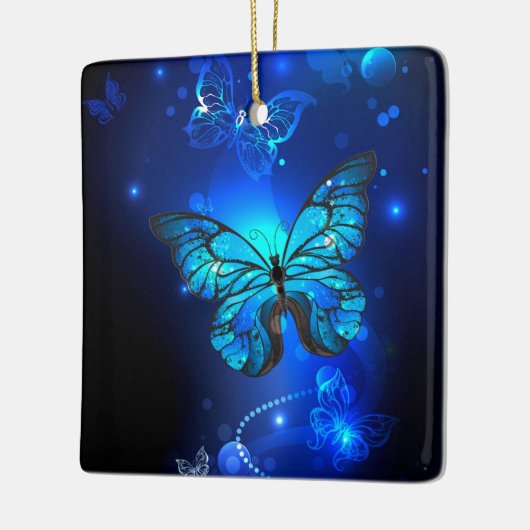 Morpho Butterfly in the Dark Background Keramikornament (Links)