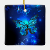 Morpho Butterfly in the Dark Background Keramikornament (Vorderseite)