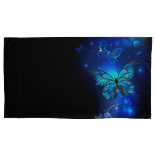 Morpho Butterfly in the Dark Background Kissenbezug