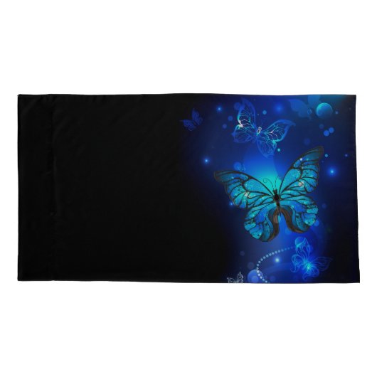 Morpho Butterfly in the Dark Background Kissenbezug (Rückseite-Links)