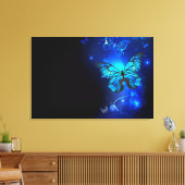 Morpho Butterfly in the Dark Background Leinwanddruck (Insitu (Wohnzimmer))