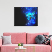 Morpho Butterfly in the Dark Background Leinwanddruck (Insitu (Wohnzimmer))