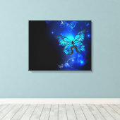Morpho Butterfly in the Dark Background Leinwanddruck (Insitu (Holzboden))