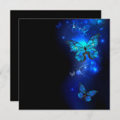 Morpho Butterfly in the Dark Background Menükarte (Vorne/Hinten)